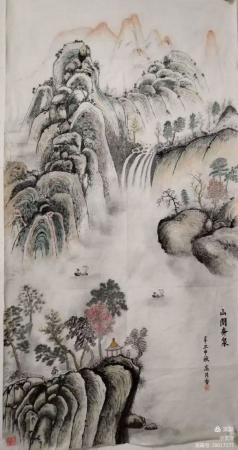 山间奔泉_高月香绘画_运城市山水画院收录作品