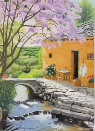 溪语人家《油画》_吕瑞平绘画_运城市山水画院收录作品
